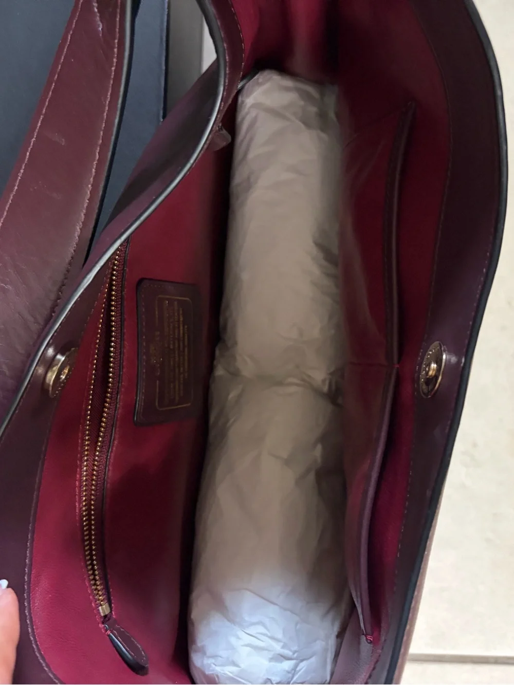 Coach Plum Leather Shoulder Hobo with Gold Hardware